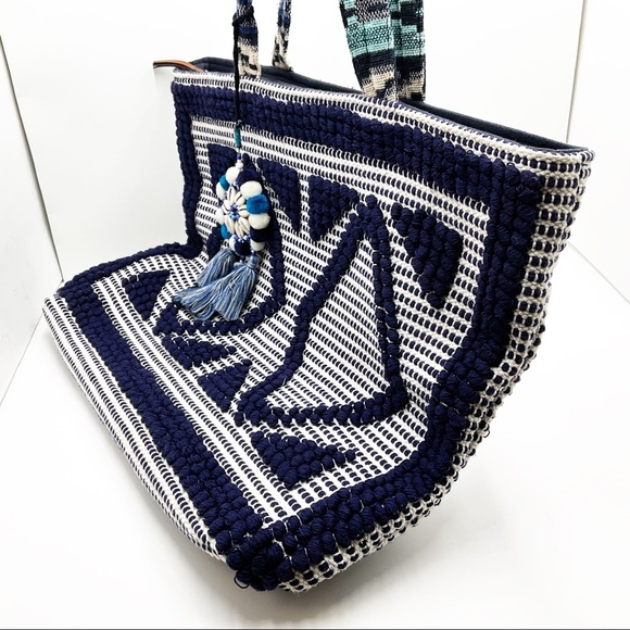 {Steven} Zita Navy Multi Carpet Tassel Tote - Picture 4 of 16